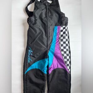 Vintage Alaska Ski Bib Snow Pants Mens M Black 90s Colorblock Checkered